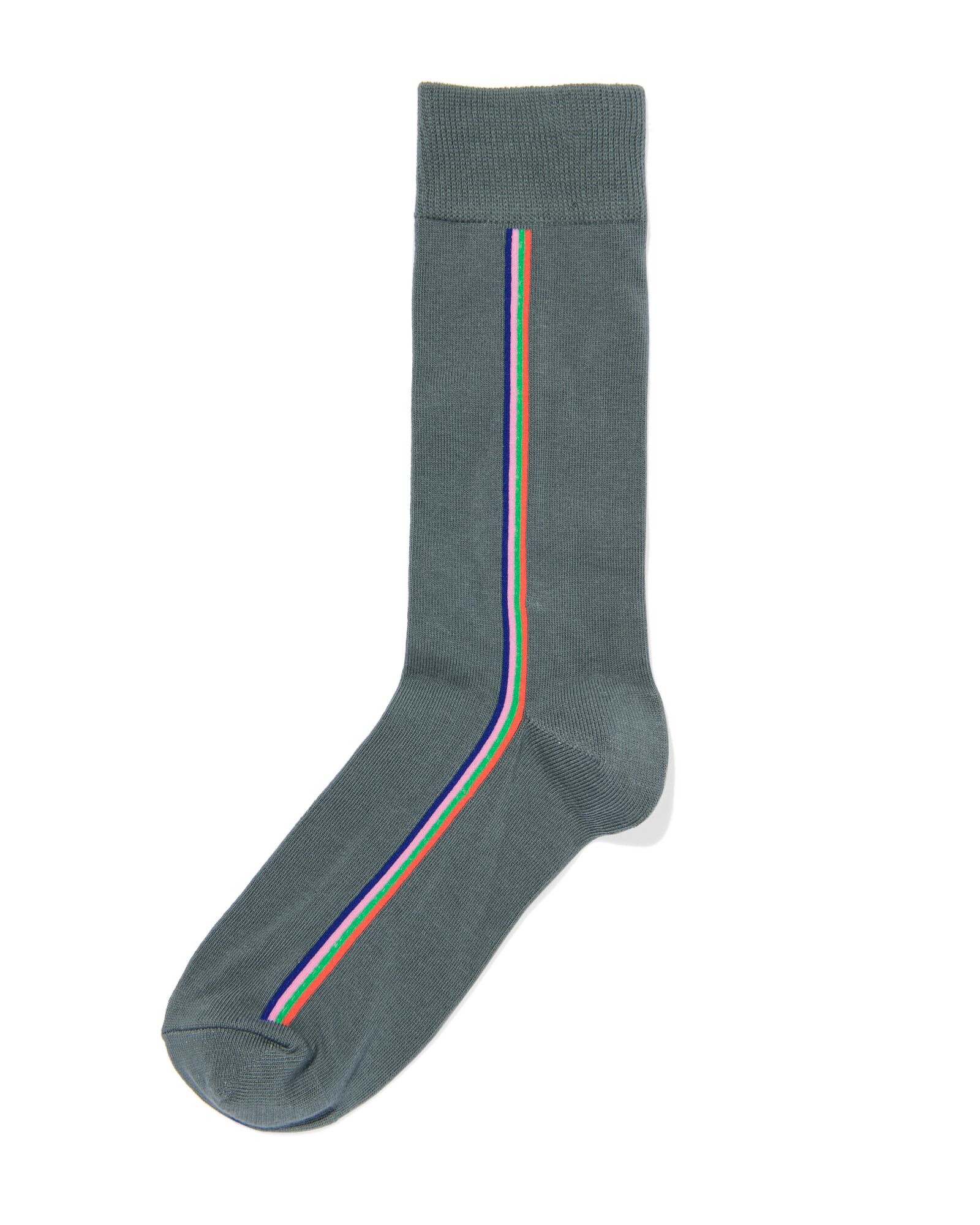Image of HEMA Heren Sokken Met Katoen Zijstreep Grijs (grijs)