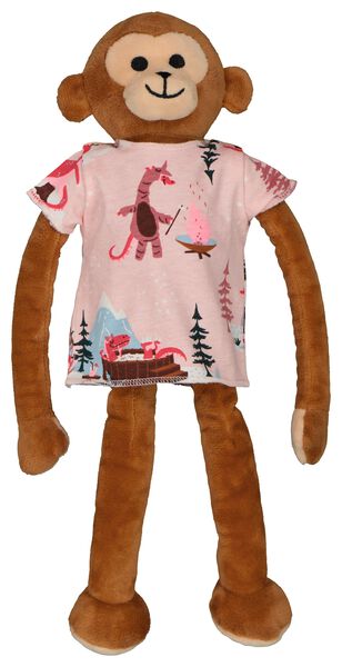 kinderpyjama en poppennachtshirt glamping lichtroze - 1000024687 - HEMA