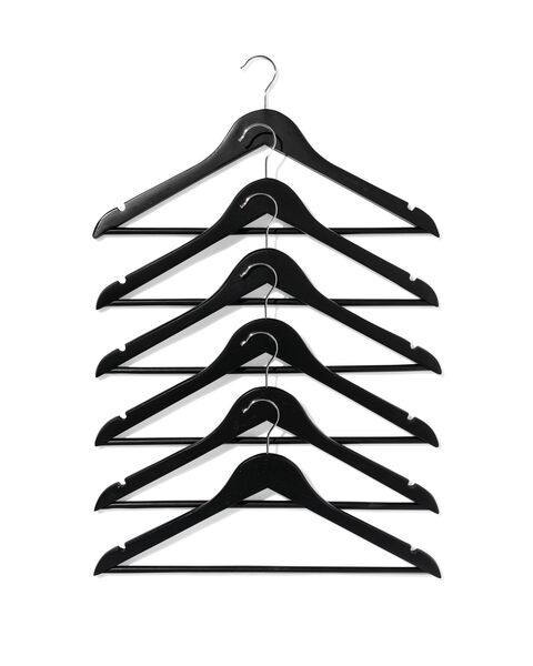 Metalen lijn twintig salaris kledinghangers hout zwart - 6 stuks - HEMA