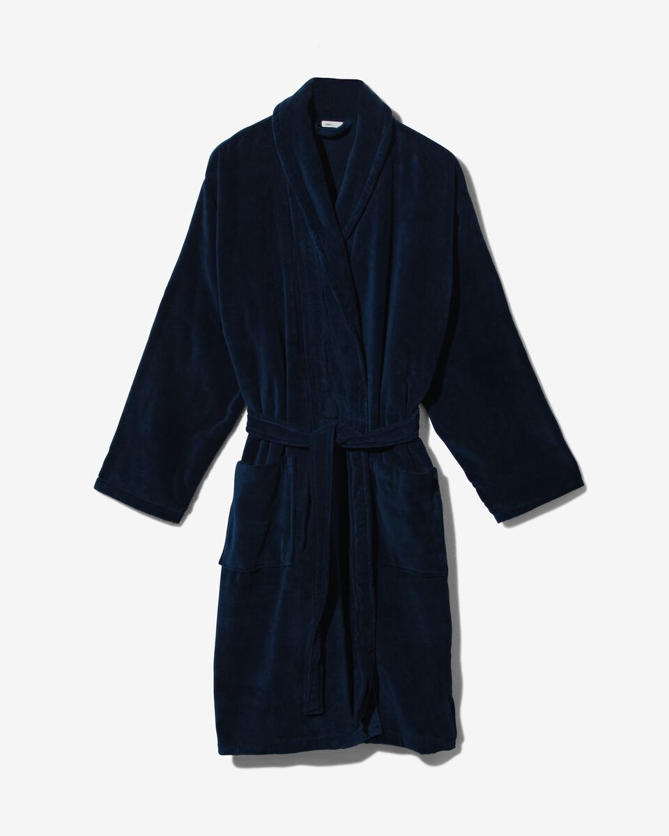 badjas velours donkerblauw XL - 23657313 - HEMA