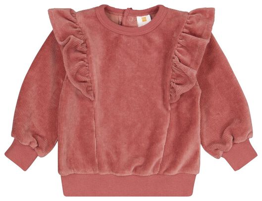 babysweater ruffle corduroy roze roze - 1000025141 - HEMA