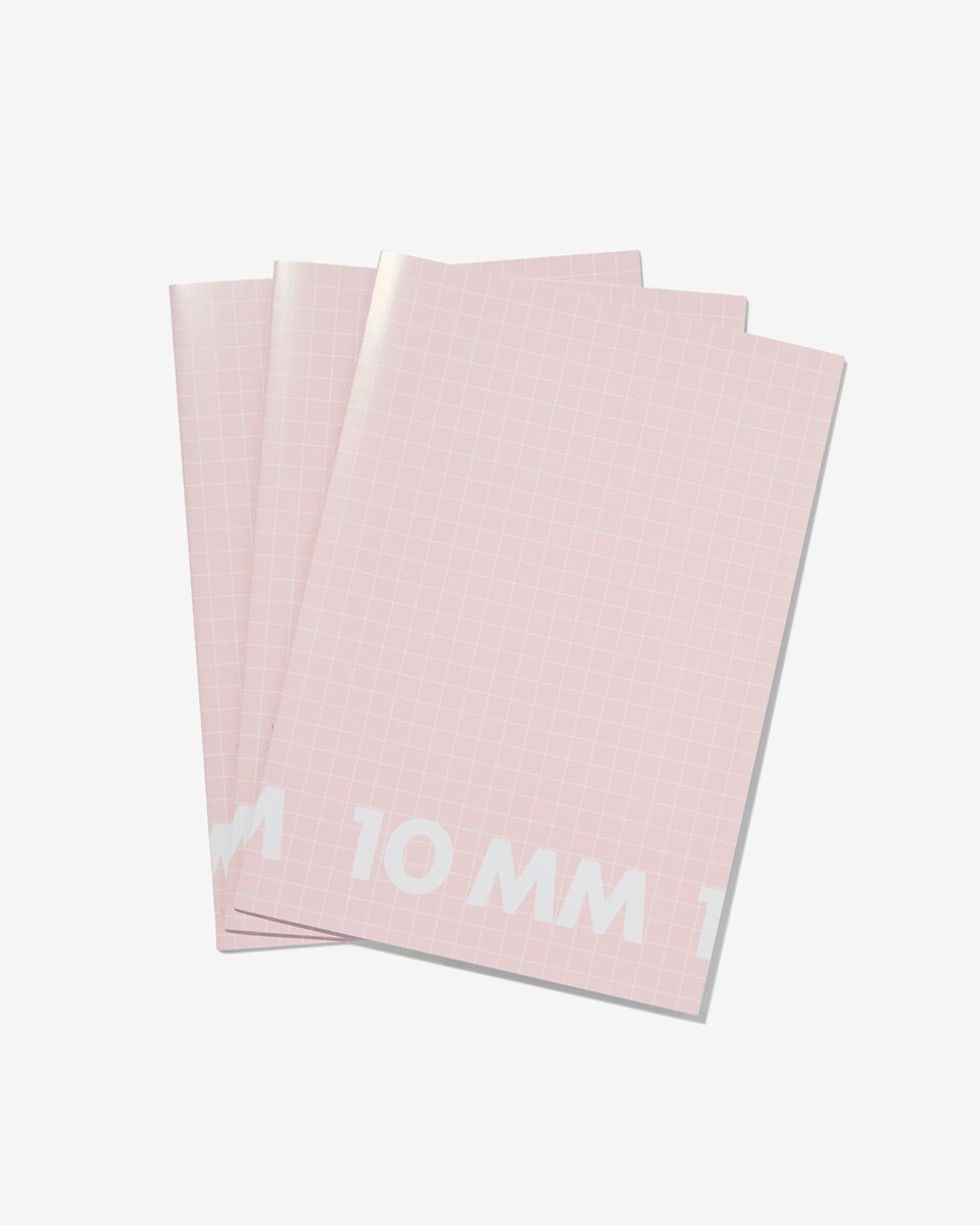 Reden Gezichtsvermogen Derde schriften roze A4 geruit 10 mm - 3 stuks - HEMA