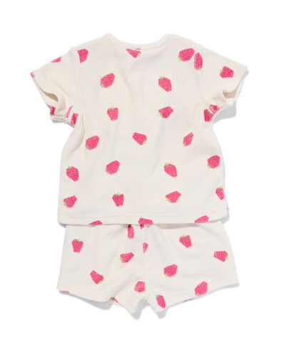 baby kledingset t-shirt en short badstof aardbeien ecru 62 - 33048451 - HEMA