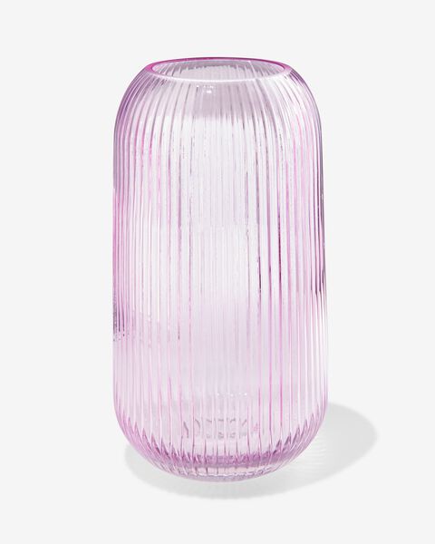 glazen vaas met ribbels Ø16x28 lila - 13323001 - HEMA
