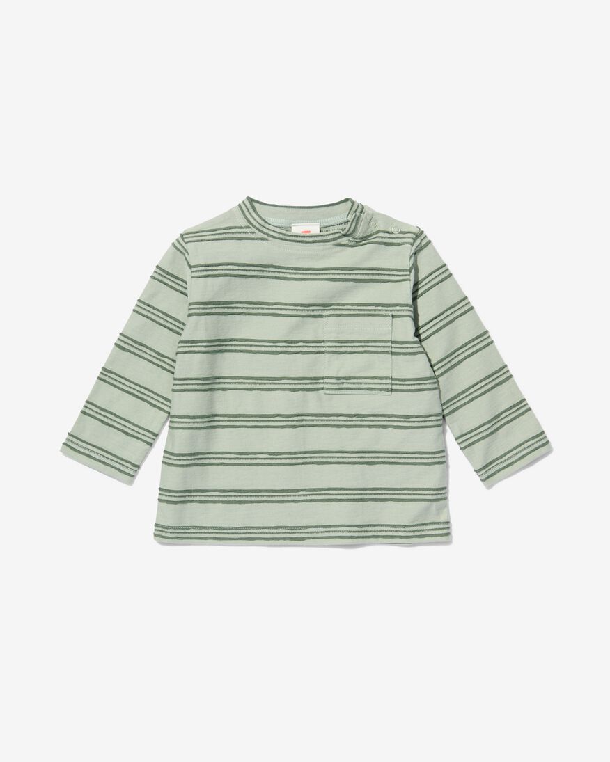 baby shirt structuur strepen groen - 1000031996 - HEMA