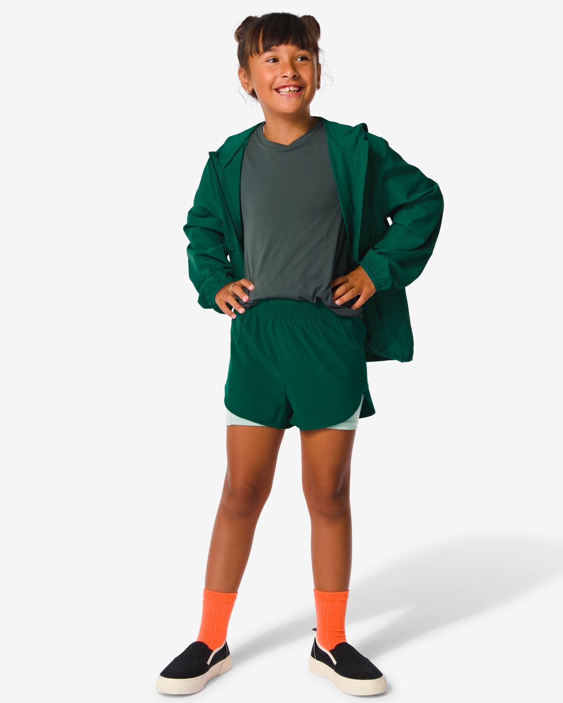HEMA Kinder Korte Sportbroek Met Legging Donkergroen (donkergroen)