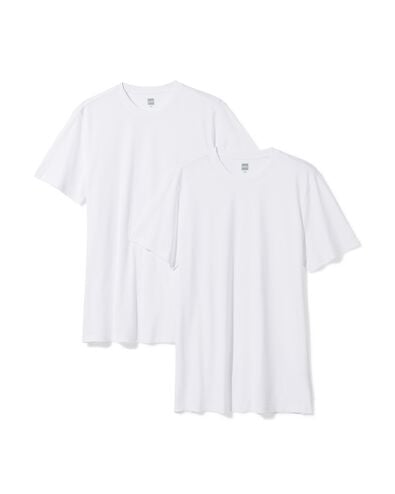 heren t-shirt regular fit o-hals extra lang - 2 stuks - 34277063 - HEMA