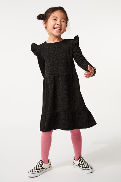 kinder jurk met glitters zwart - 1000029327 - HEMA