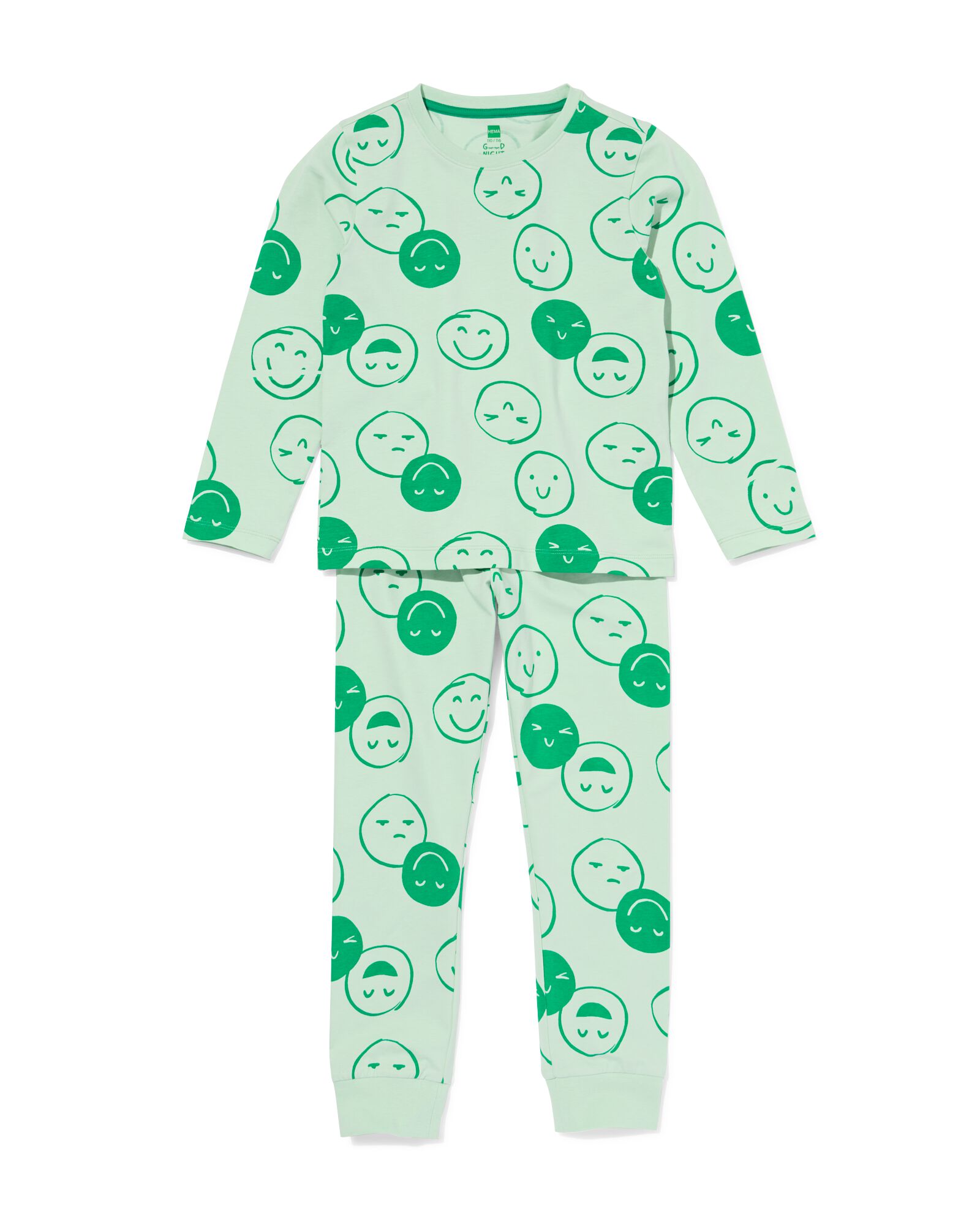 kinderpyjama gezichtje lichtgroen lichtgroen - 23040980LIGHTGREEN - HEMA