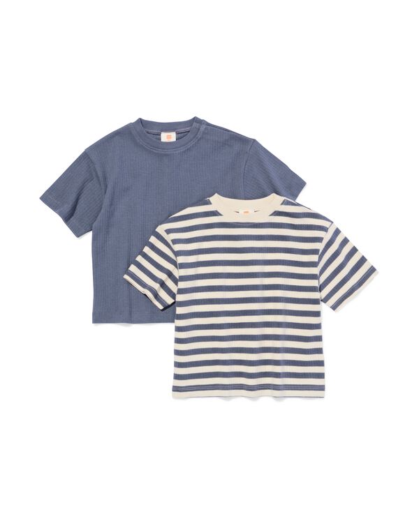 baby T-shirts rib strepen - 2 stuks blauw blauw - 33129070BLUE - HEMA