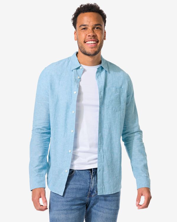herenoverhemd aqua aqua - 2140730AQUA - HEMA