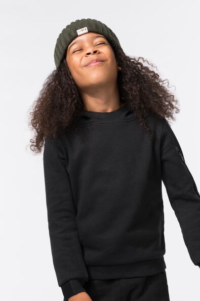 kinder sweater met capuchon zwart - 1000029095 - HEMA