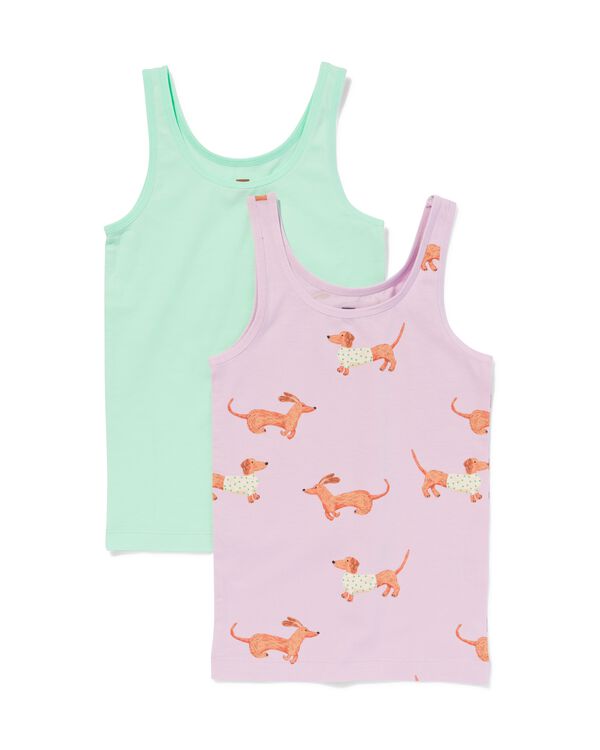 kinderhemden stretch katoen honden - 2 stuks lila lila - 19360060LILAC - HEMA