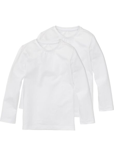 2-pak kinder t-shirts - biologisch katoen wit wit - 1000019383 - HEMA