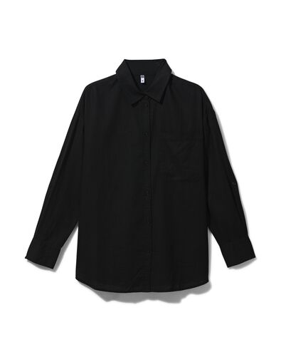 dames blouse Lizzy met linnen zwart M - 36216792 - HEMA