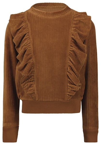 kinder sweater corduroy met ruffles bruin bruin - 1000028809 - HEMA