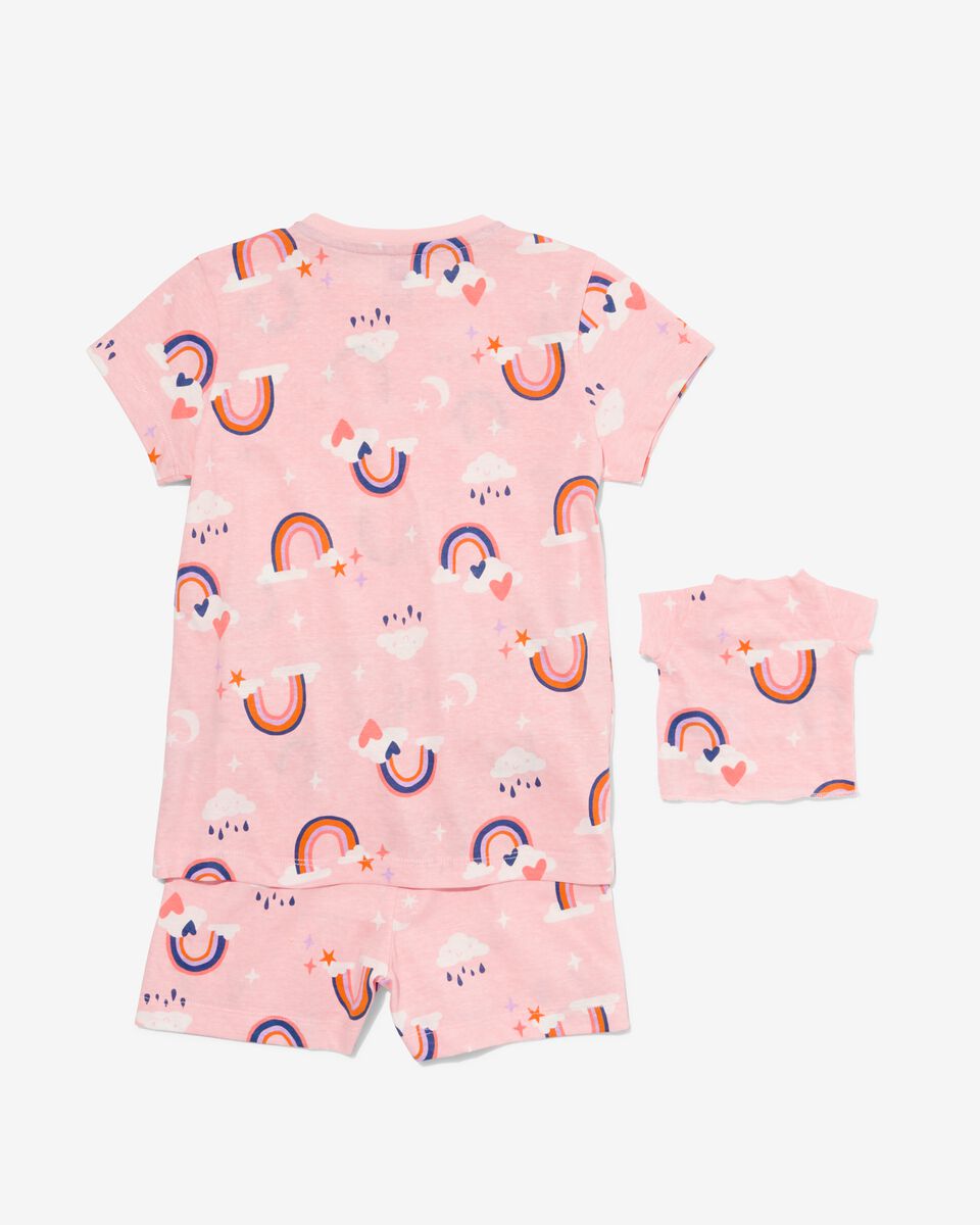kinder shortama regenboog met poppennachtshirt lichtroze - 1000030188 - HEMA