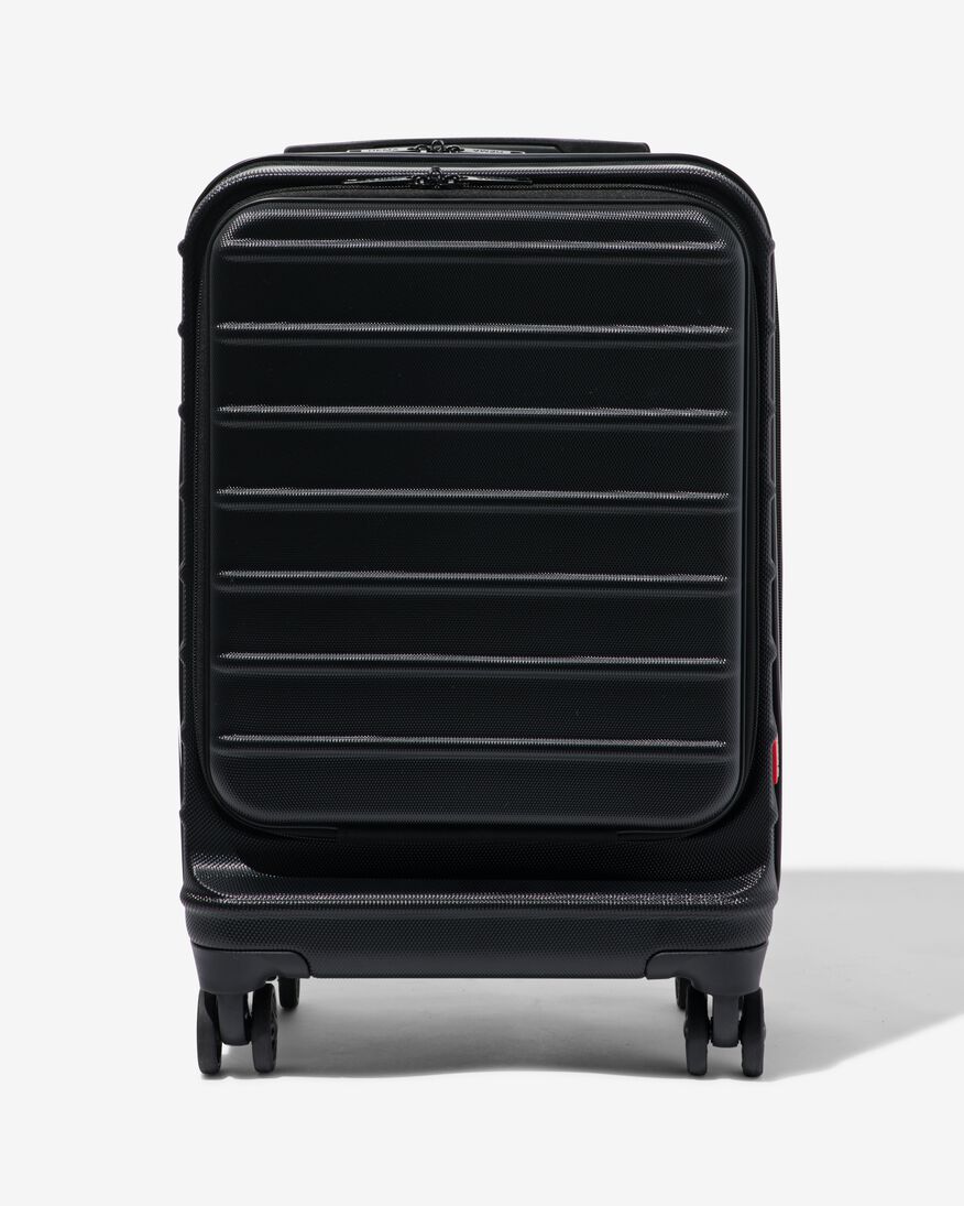 koffer met voorvak ABS 35x25x55 zwart - 18630024 - HEMA
