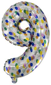 folieballon met confetti XL cijfer 9 - 14200639 - HEMA