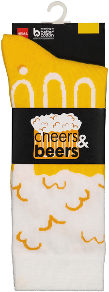 sokken met katoen cheers&beers geel geel - 1000029356 - HEMA