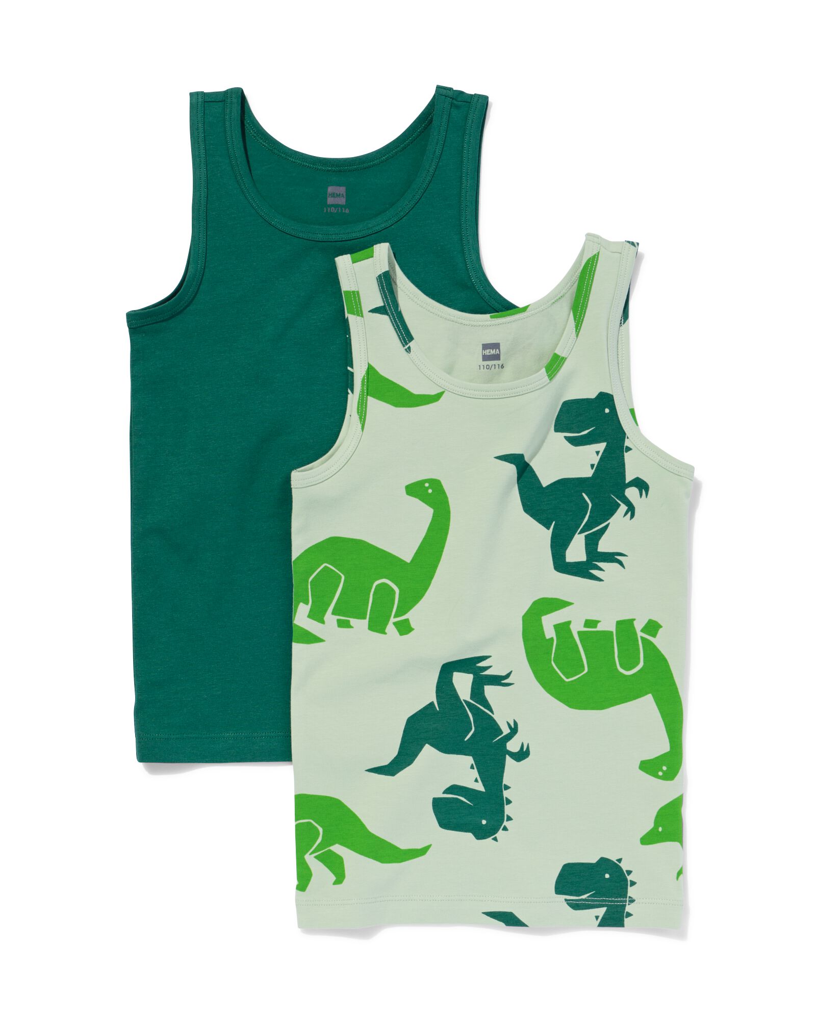 kinderhemden stretch katoen dino - 2 stuks groen groen - 19200260GREEN - HEMA