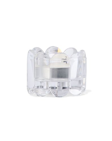 theelichthouder glas XS ribbel transparant - 13324182 - HEMA