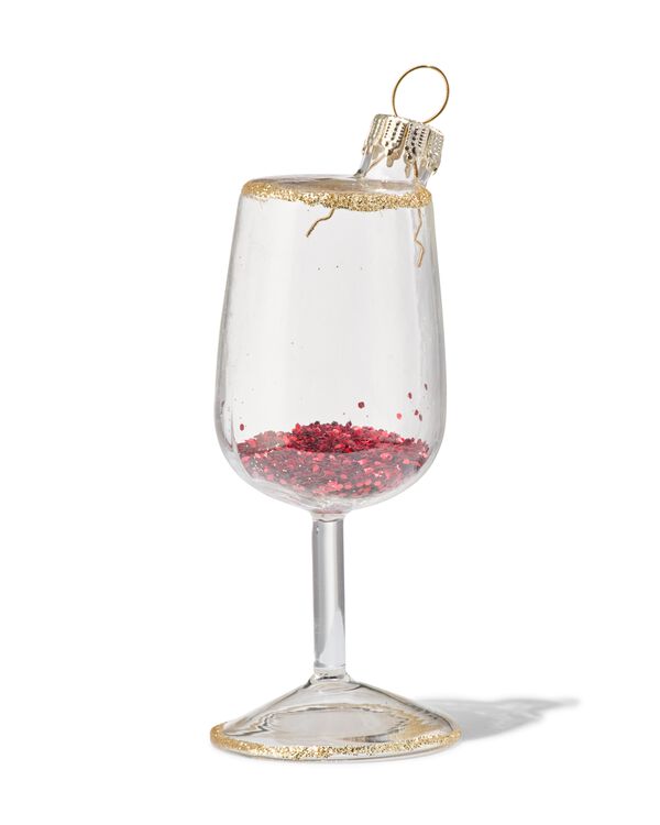 kerstbal rode wijnglas glas 10cm - 25180219 - HEMA