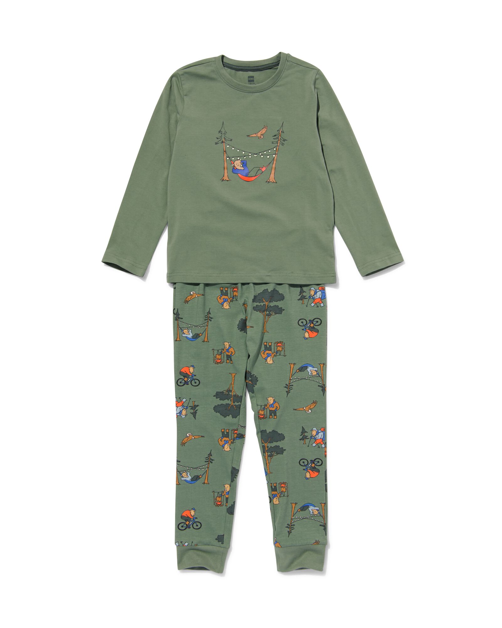 kinder pyjama glow in the dark bisons groen groen - 23000680GREEN - HEMA