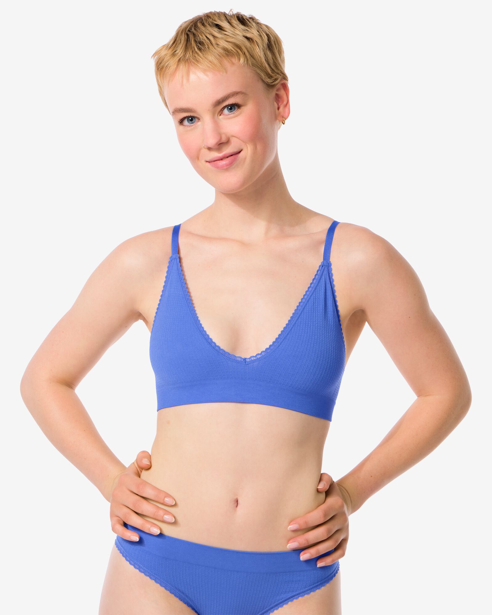 bralette naadloos kobaltblauw kobaltblauw - 21950804COBALTBLUE - HEMA