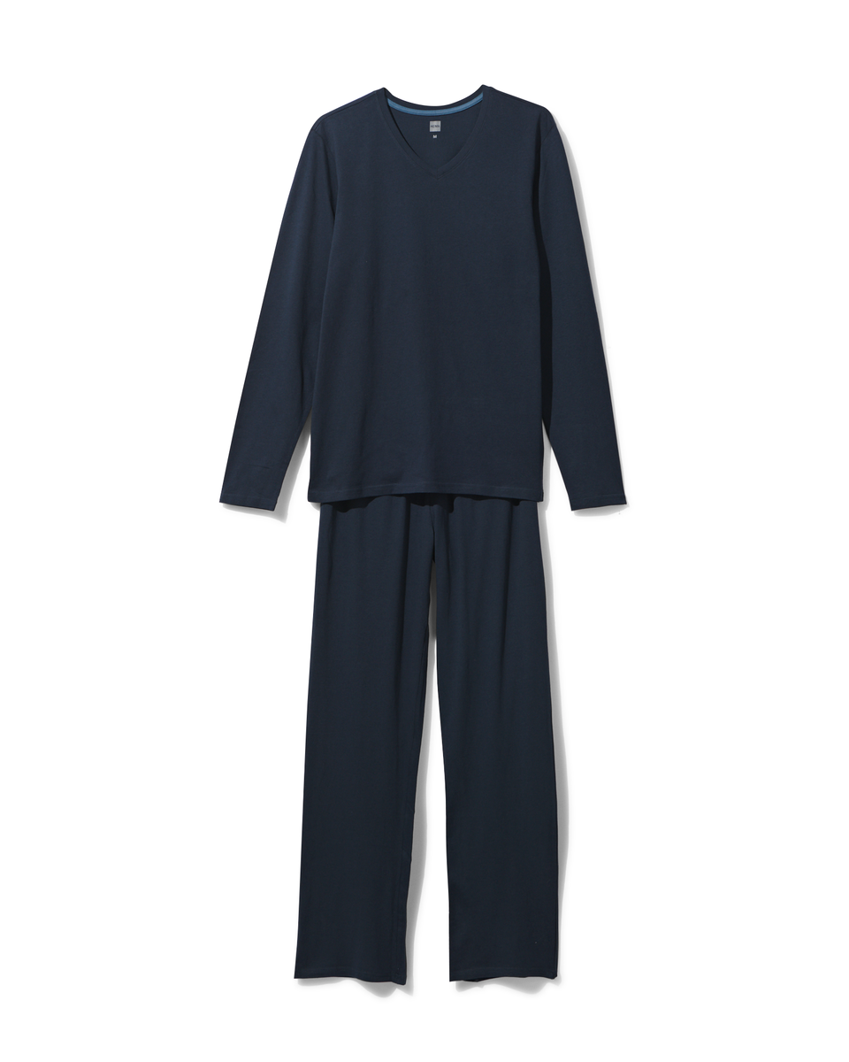 heren pyjama donkerblauw donkerblauw - 1000030666 - HEMA