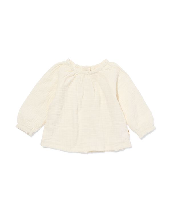 newborn T-shirt mousseline gebroken wit gebroken wit - 33419820OFFWHITE - HEMA