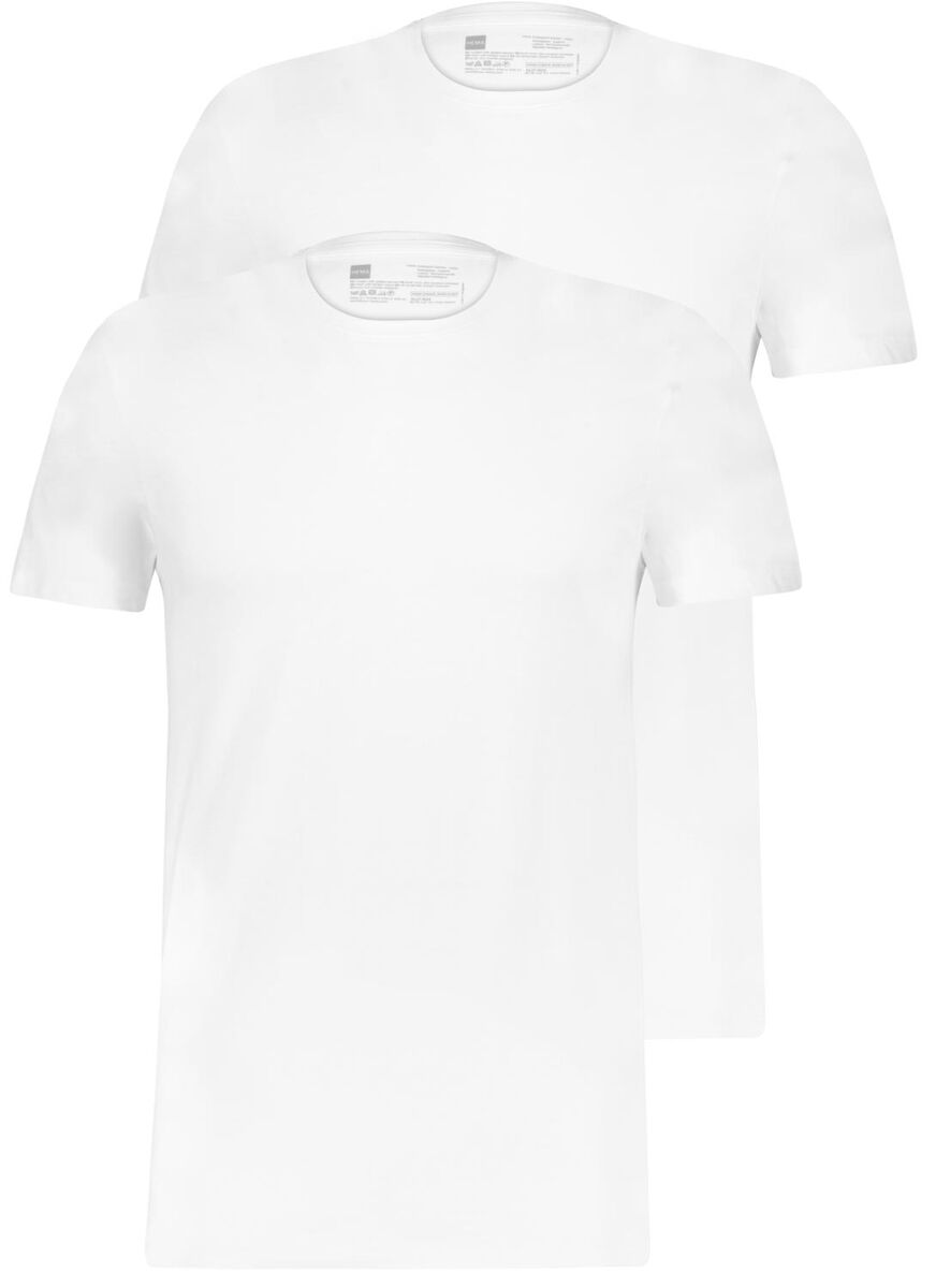 heren t-shirt regular fit o-hals - 2 stuks wit XL - 34277026 - HEMA