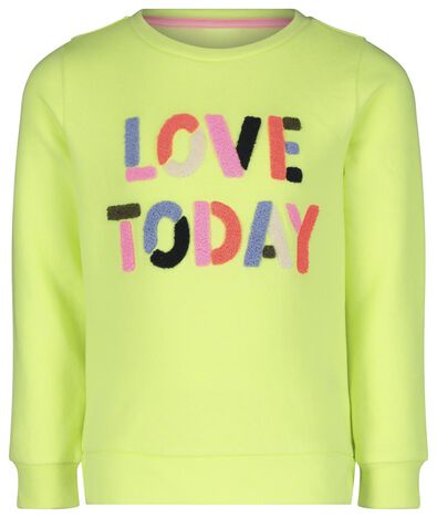 kindersweater 'love today' fluor geel - 1000021950 - HEMA