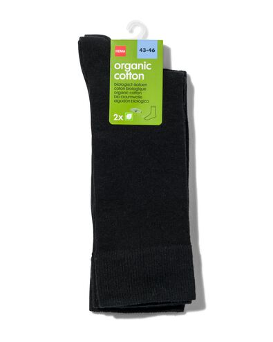 heren sokken biologisch katoen - 2 paar zwart 47/48 - 4120083 - HEMA