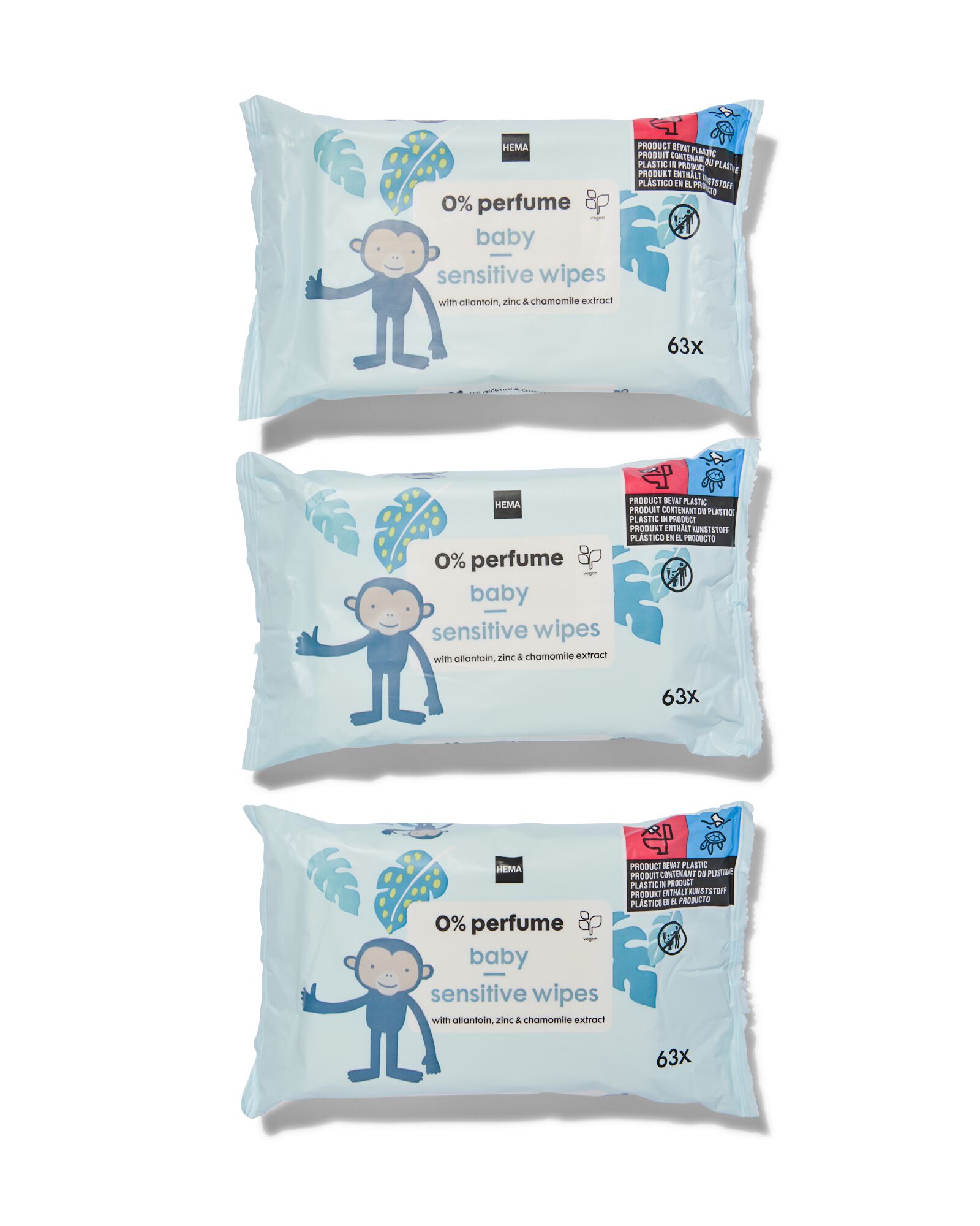 baby lotiondoekjes zonder parfum - 3x63 stuks - 11335173 - HEMA