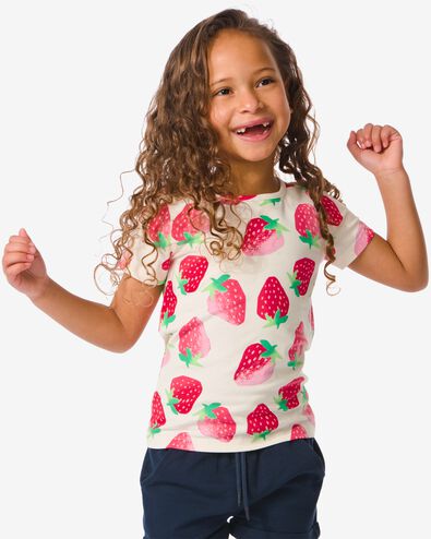 kinder t-shirt met aardbeien perzik 146/152 - 30864162 - HEMA