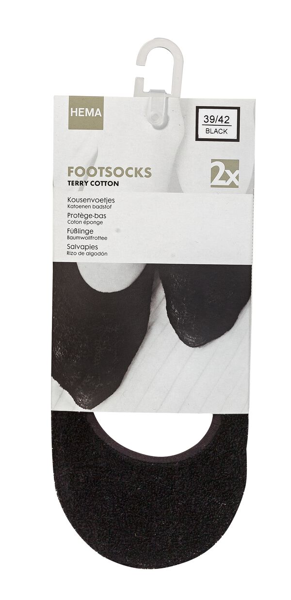 dames footies badstof - 2 paar zwart zwart - 1000001217 - HEMA