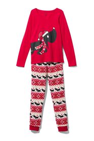dames pyjama Takkie katoen/fleece rood rood - 1000029527 - HEMA