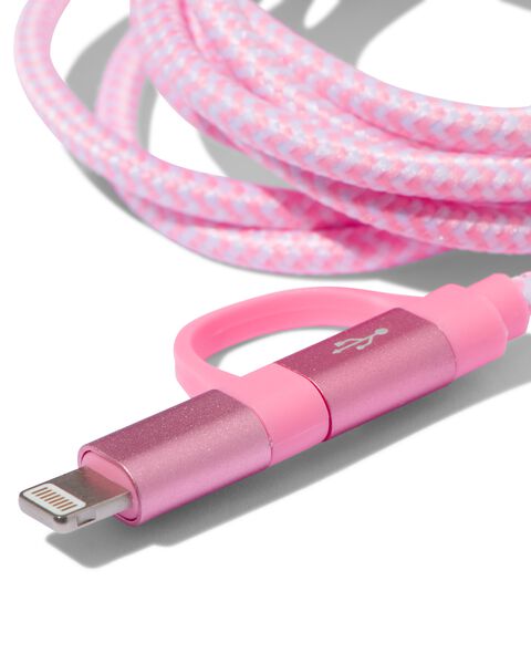 voor mij Pellen Reusachtig USB laadkabel micro-USB en 8-pin - roze - HEMA