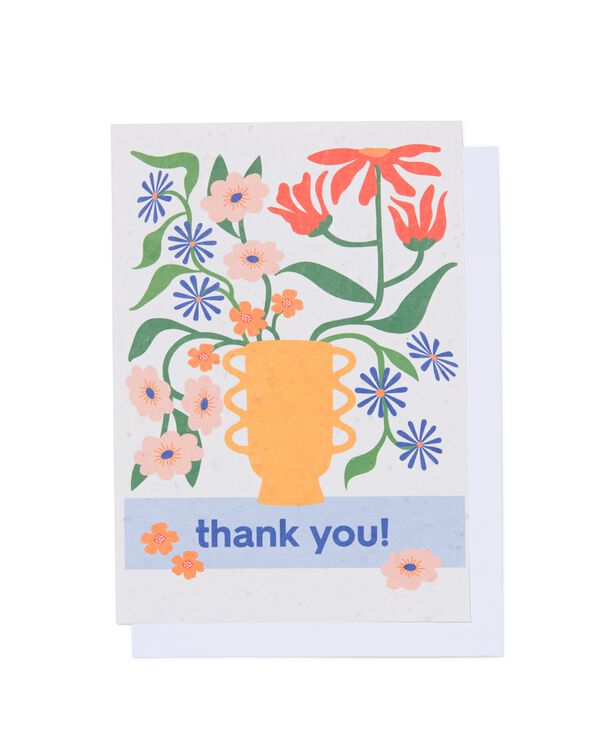 wenskaart 'thank you!' met bloemenzaadjes - 41860108 - HEMA