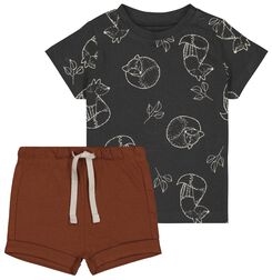 babyset shirt en short vos donkergrijs donkergrijs - 1000027618 - HEMA
