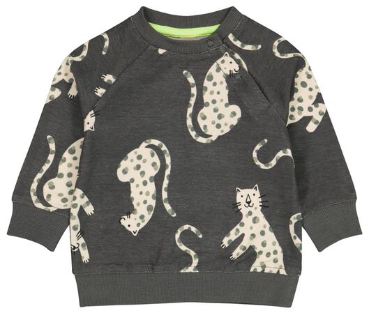 baby sweater cheetah donkergrijs - 1000024510 - HEMA