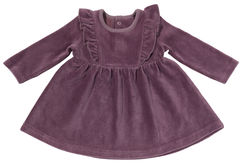 baby jurk met ruffle rib velours paars paars - 1000029127 - HEMA