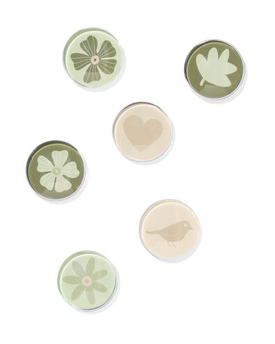 magneten glas bloemen Ø3cm - 6 stuks - 14470090 - HEMA