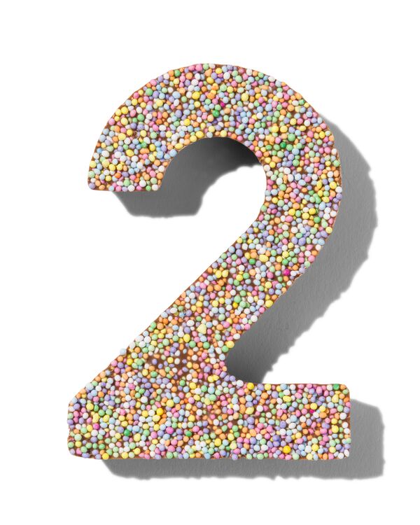 chocolade feestcijfer 2 met discodip - 10360003 - HEMA