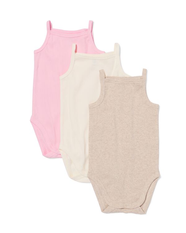 rompers rib katoen met stretch - 3 stuks roze roze - 33347440PINK - HEMA