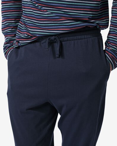 herenpyjama strepen donkerblauw donkerblauw - 23669940DARKBLUE - HEMA