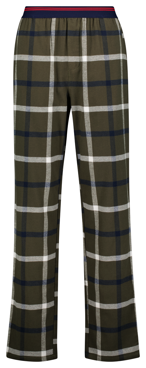 heren pyjamabroek flannel ruiten legergroen - 1000025732 - HEMA