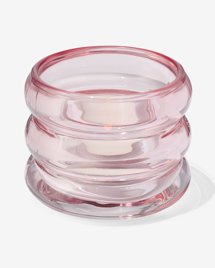 sfeerlichthouder donut Ø8x6 roze glas - 13323113 - HEMA