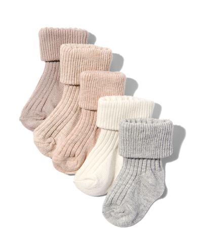 baby sokken met bamboe - 5 paar beige 0-6 m - 4760031 - HEMA